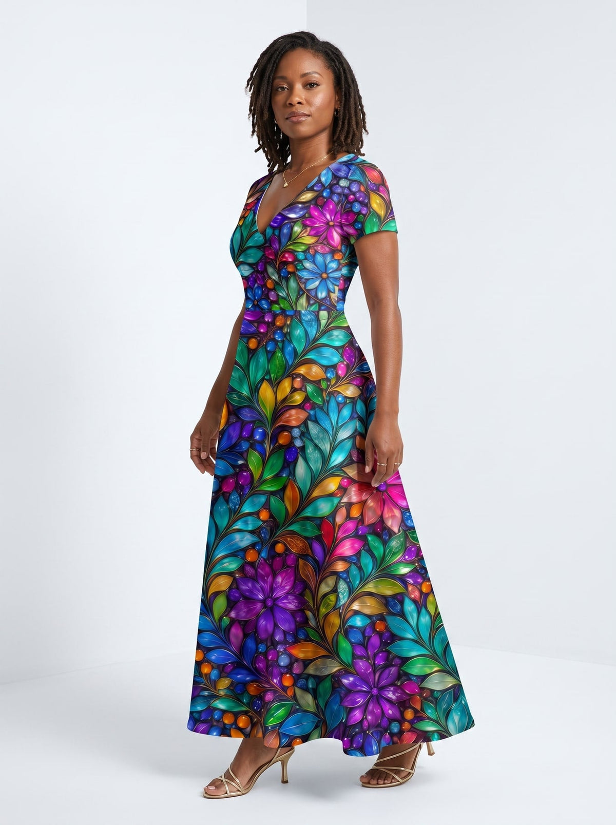 'Upinde' Short Sleeve Maxi Dress