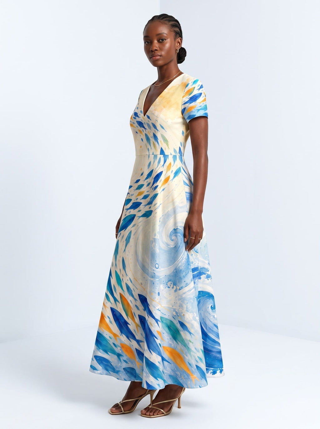 'Samaki' Short Sleeve Maxi Dress