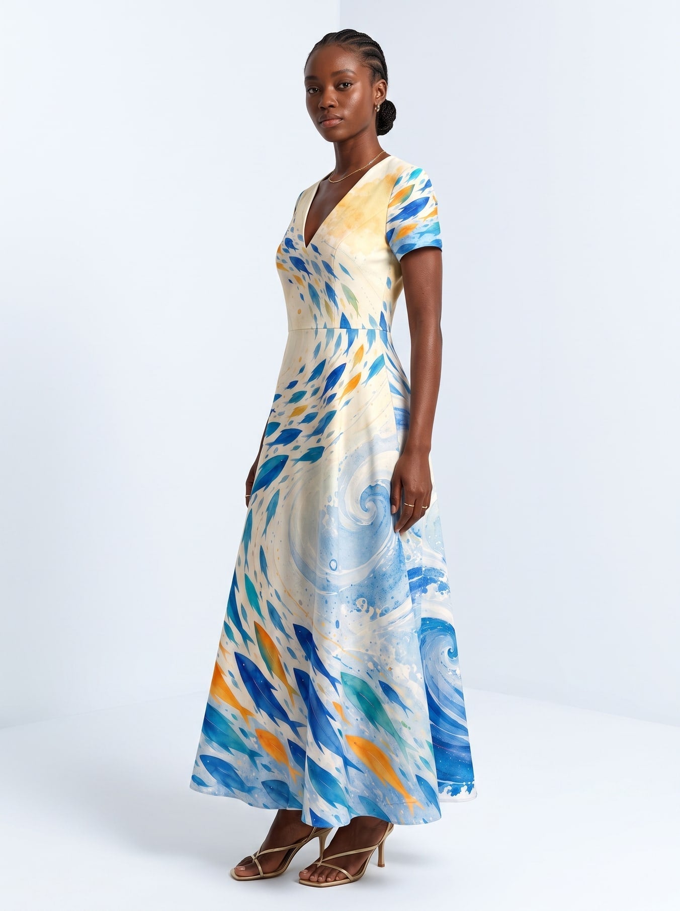 'Samaki' Short Sleeve Maxi Dress
