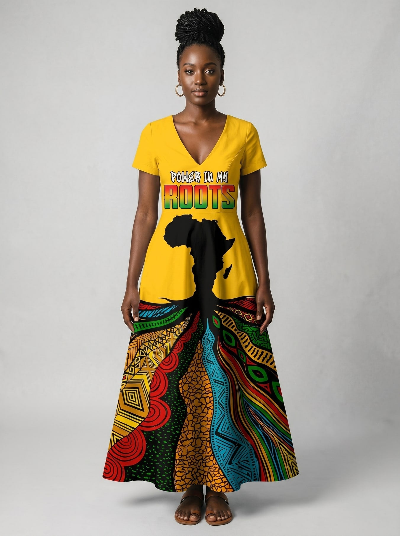 'Mzizi' Short Sleeve Maxi Dress