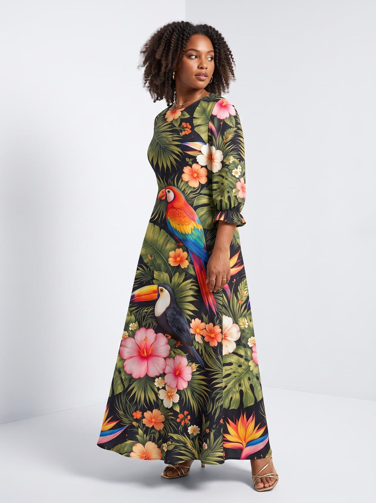 'Kasuku' Long Sleeve Maxi Dress
