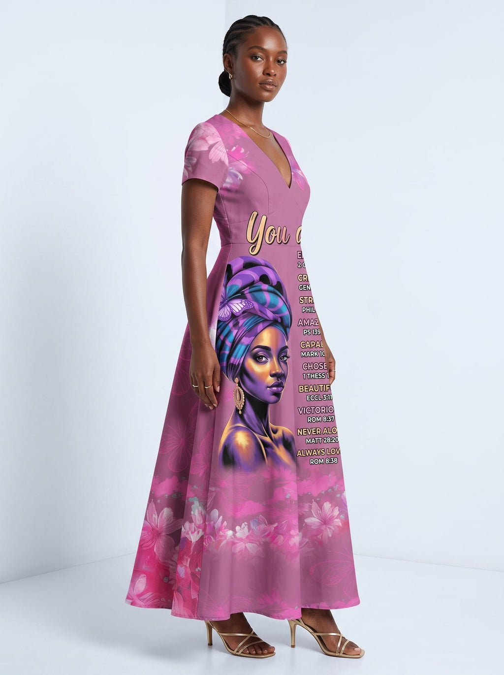 Pink Orchid Short Sleeve Maxi Dress