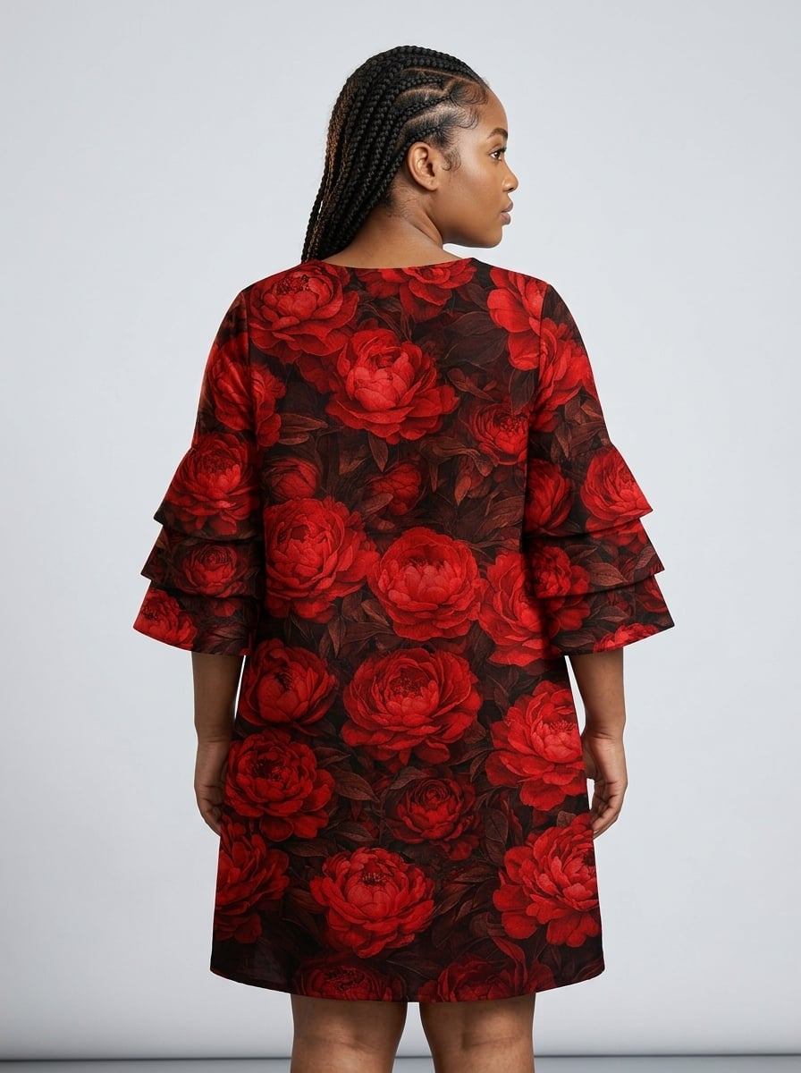 'Tosha' Stacked Ruffle Sleeve Dress