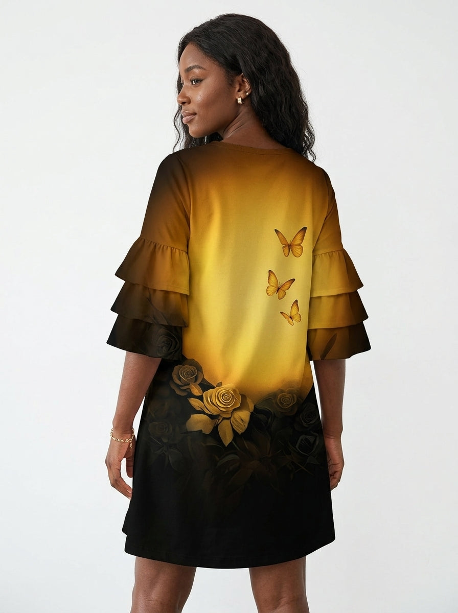 'Selah' Stacked Ruffle Sleeve Dress