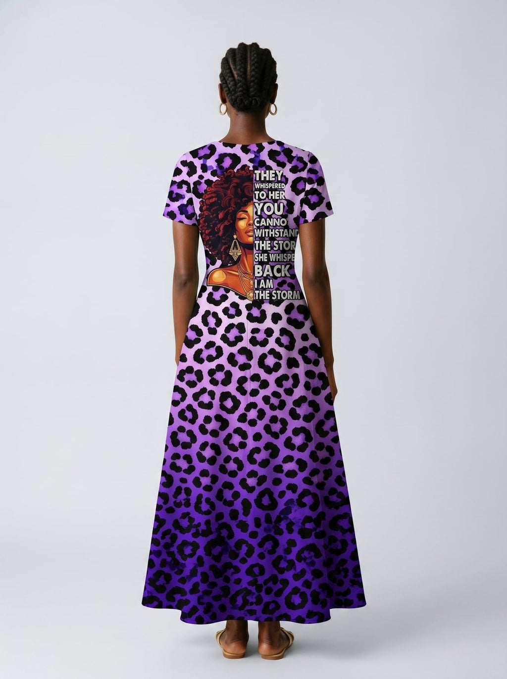 'Unstoppable' Amethyst Leopard Short Sleeve Maxi Dress