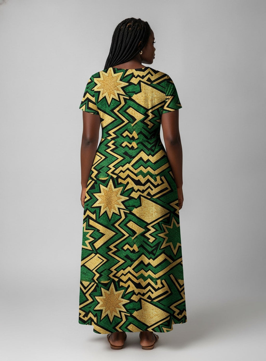 'Emerald Sheba' Short Sleeve Maxi Dress