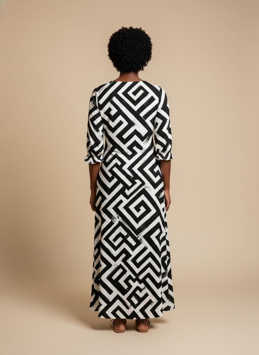'Zamu' Long Sleeve Maxi Dress