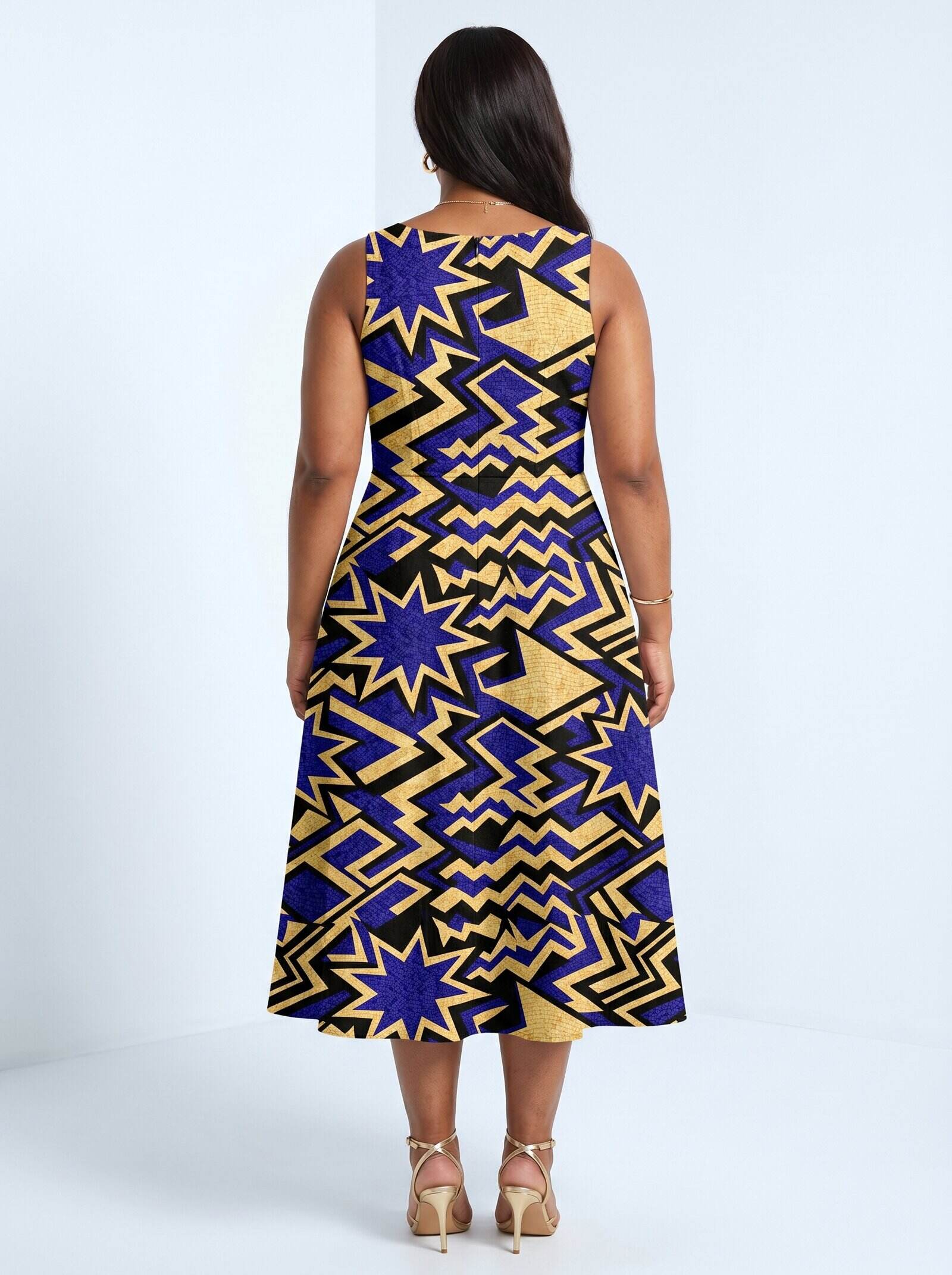 Royal Blue Sheba Cotton Corset Dress