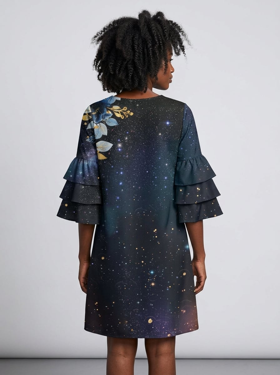 'Nyota' Stacked Ruffle Sleeve Dress