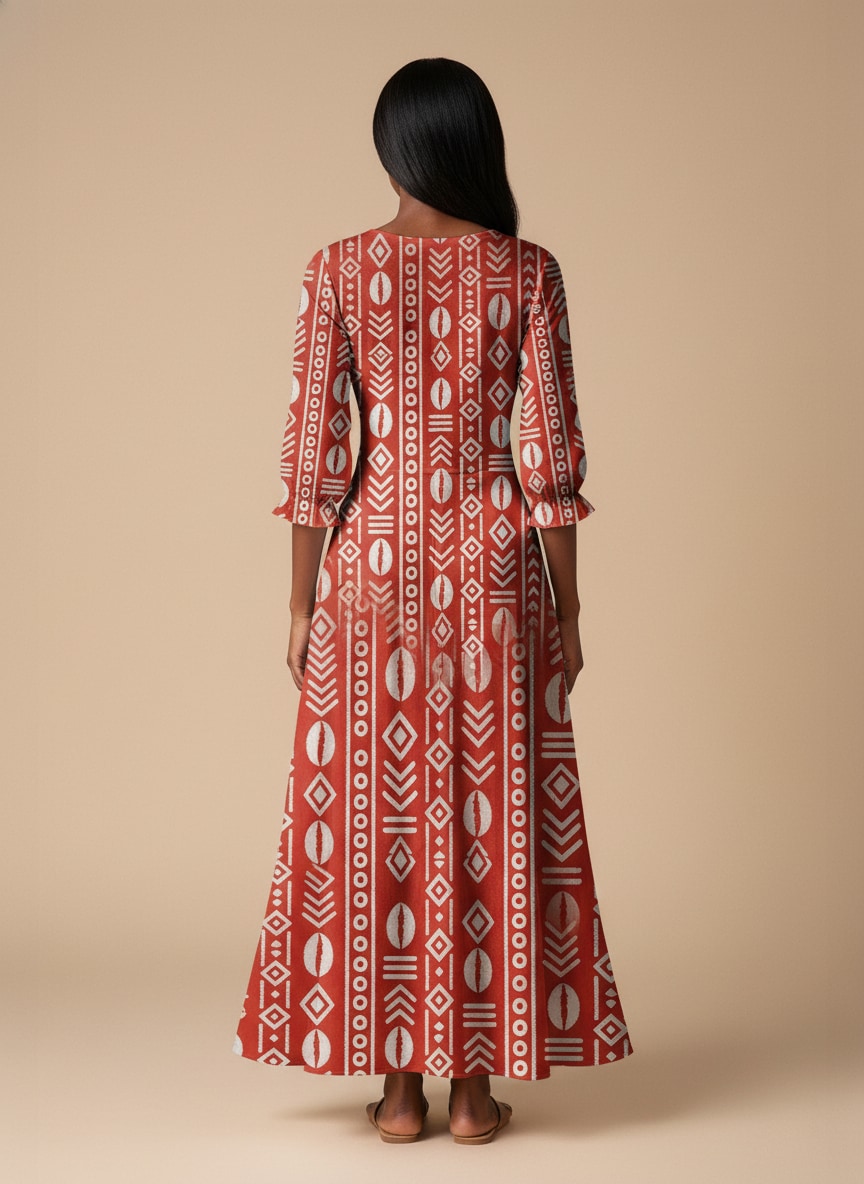 'Oshun Kijani' Long Sleeve Maxi Dress