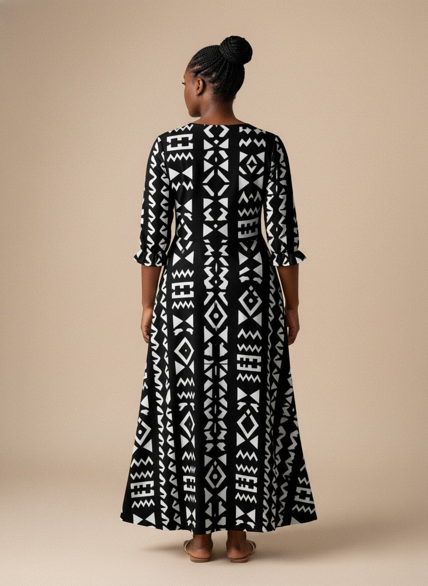 'Kuba' Long Sleeve Maxi Dress