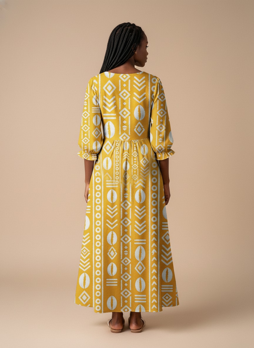'Oshun Dhahabu' Long Sleeve Maxi Dress