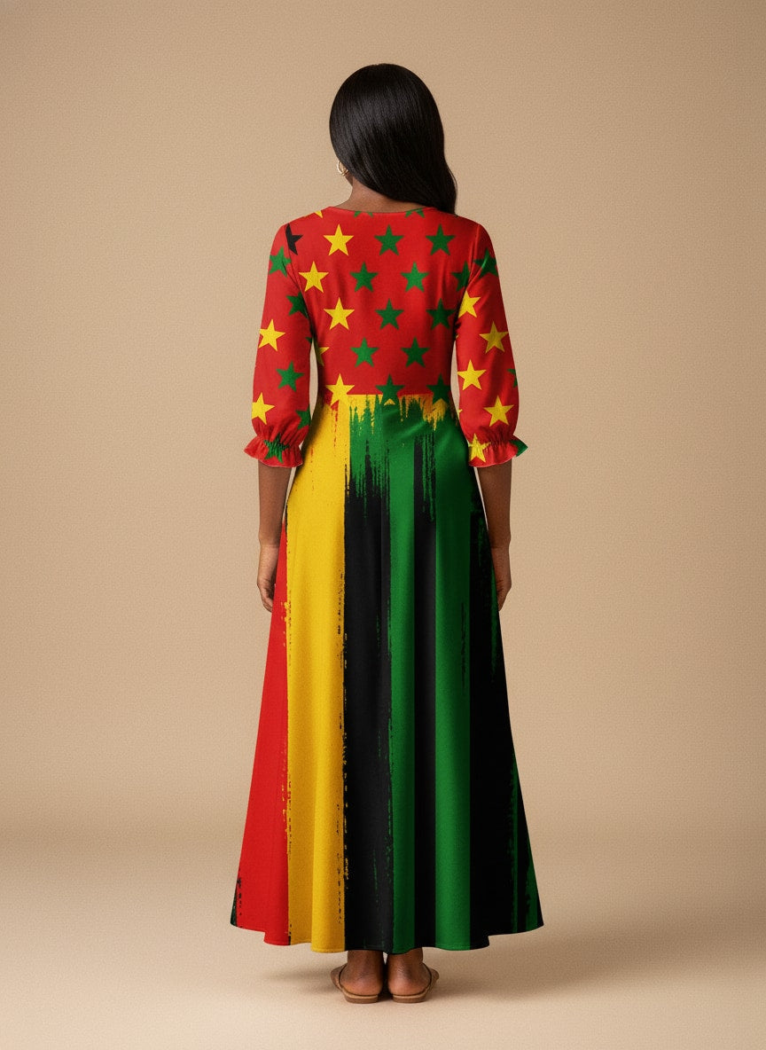 'Kwanza' Long Sleeve Maxi Dress
