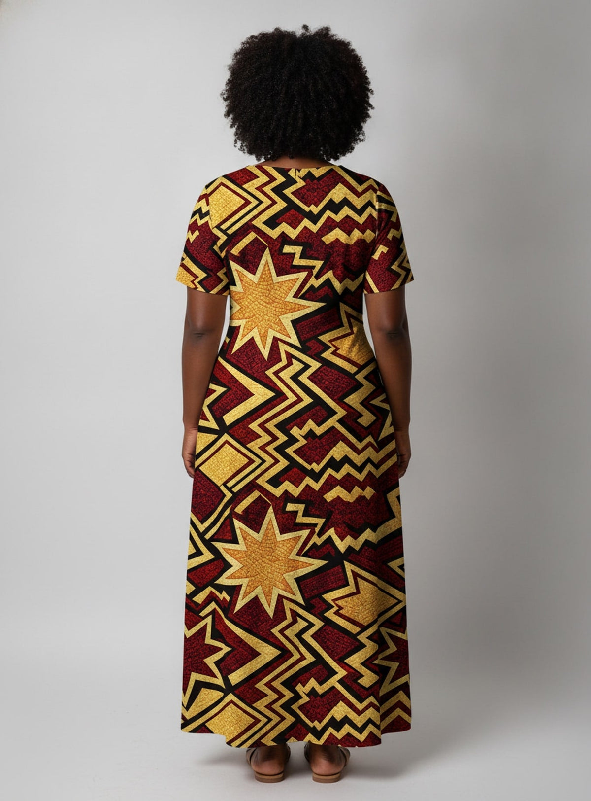 'Burgundy Sheba' Short Sleeve Maxi Dress