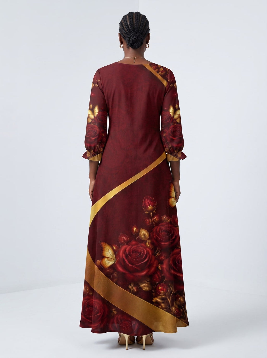'August Girl Roses' Long Sleeve Maxi Dress