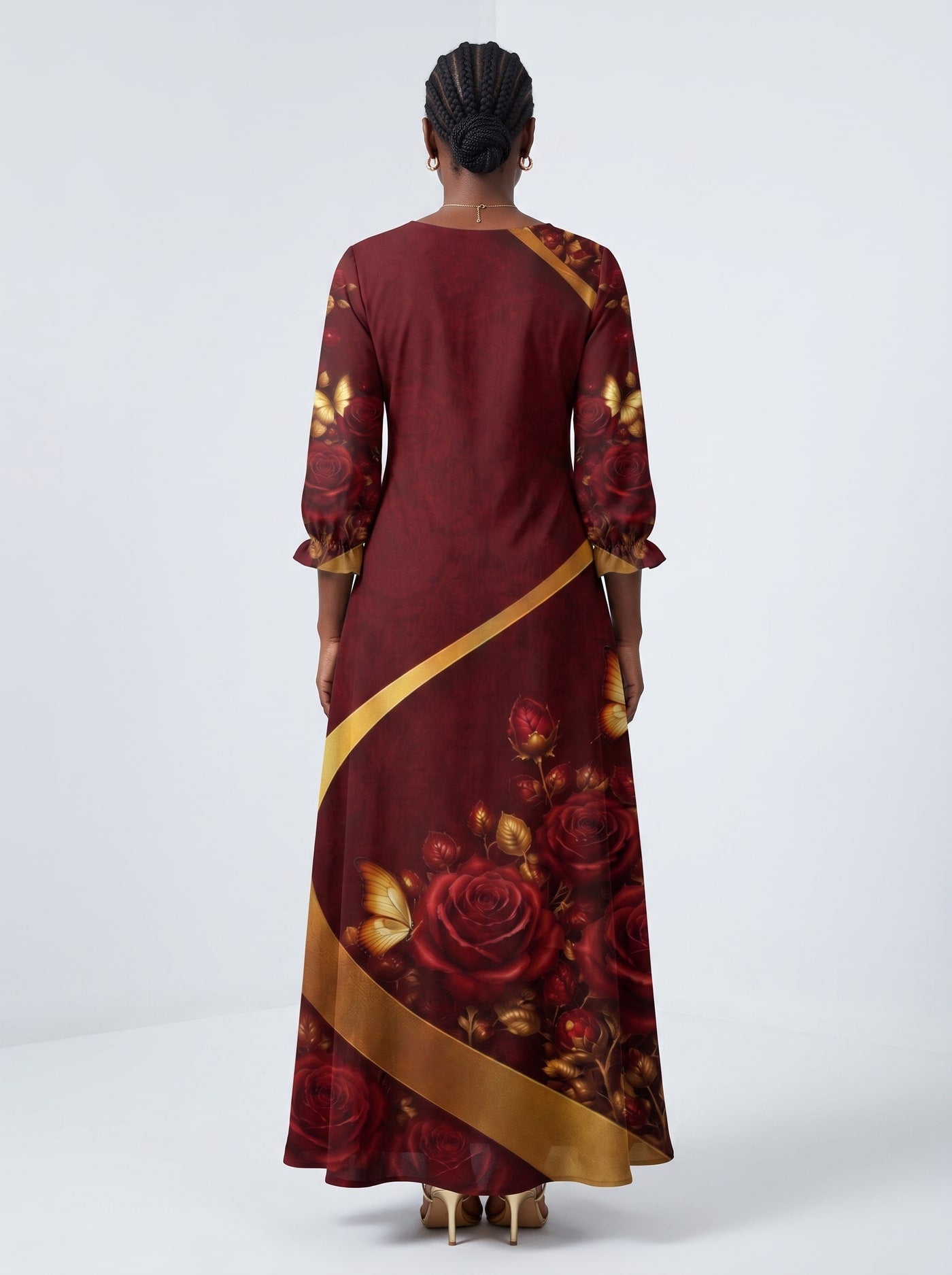 'August Girl Roses' Long Sleeve Maxi Dress