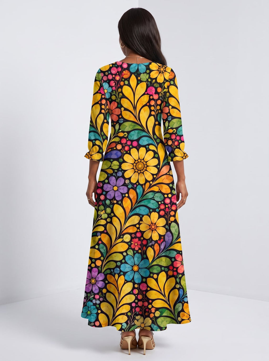 'Njano' Long Sleeve Maxi Dress