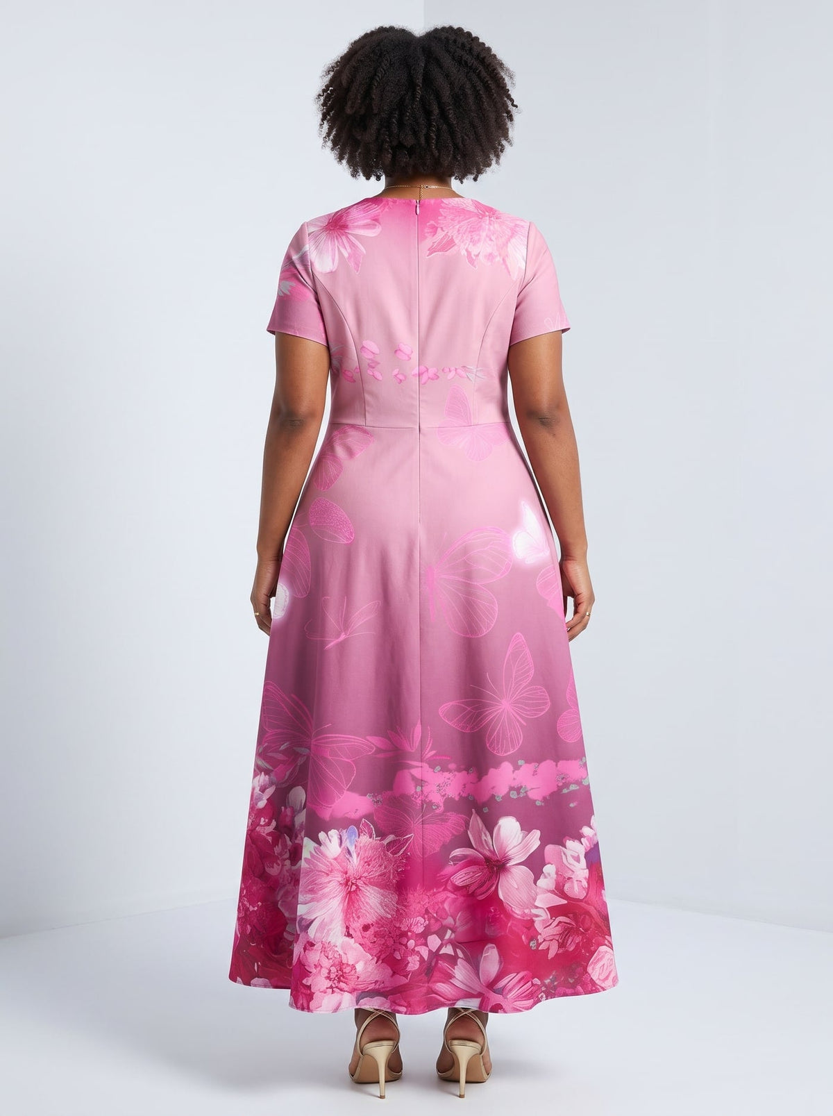 'Imani' Wild Rose Short Sleeve Maxi Dress