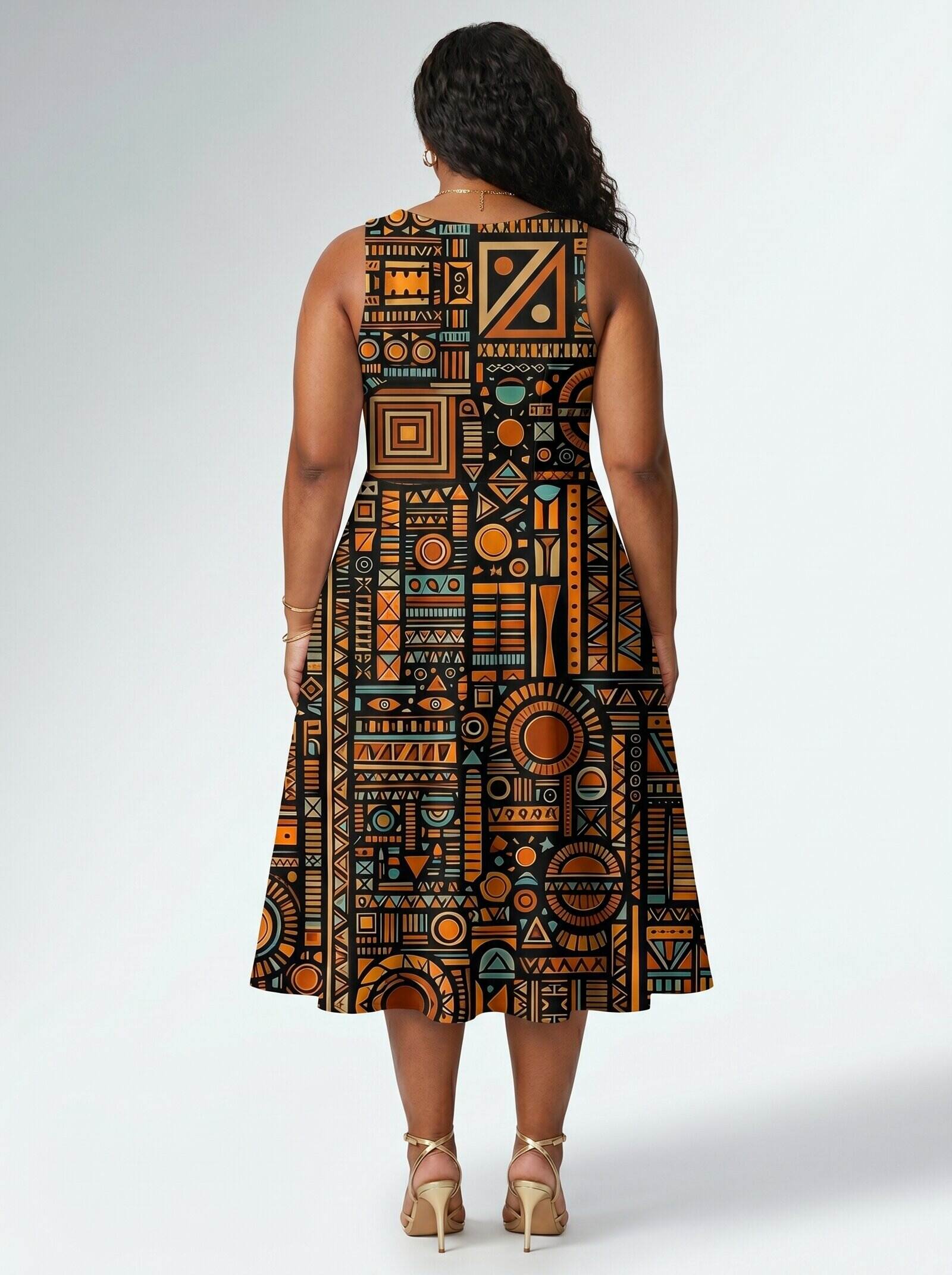 Afrocentric Pattern Cotton Corset Dress