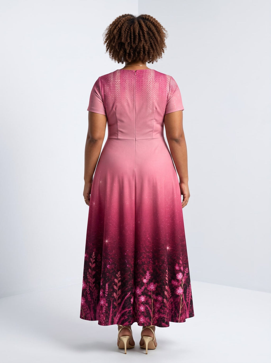 'August Queen Pink' Short Sleeve Maxi Dress
