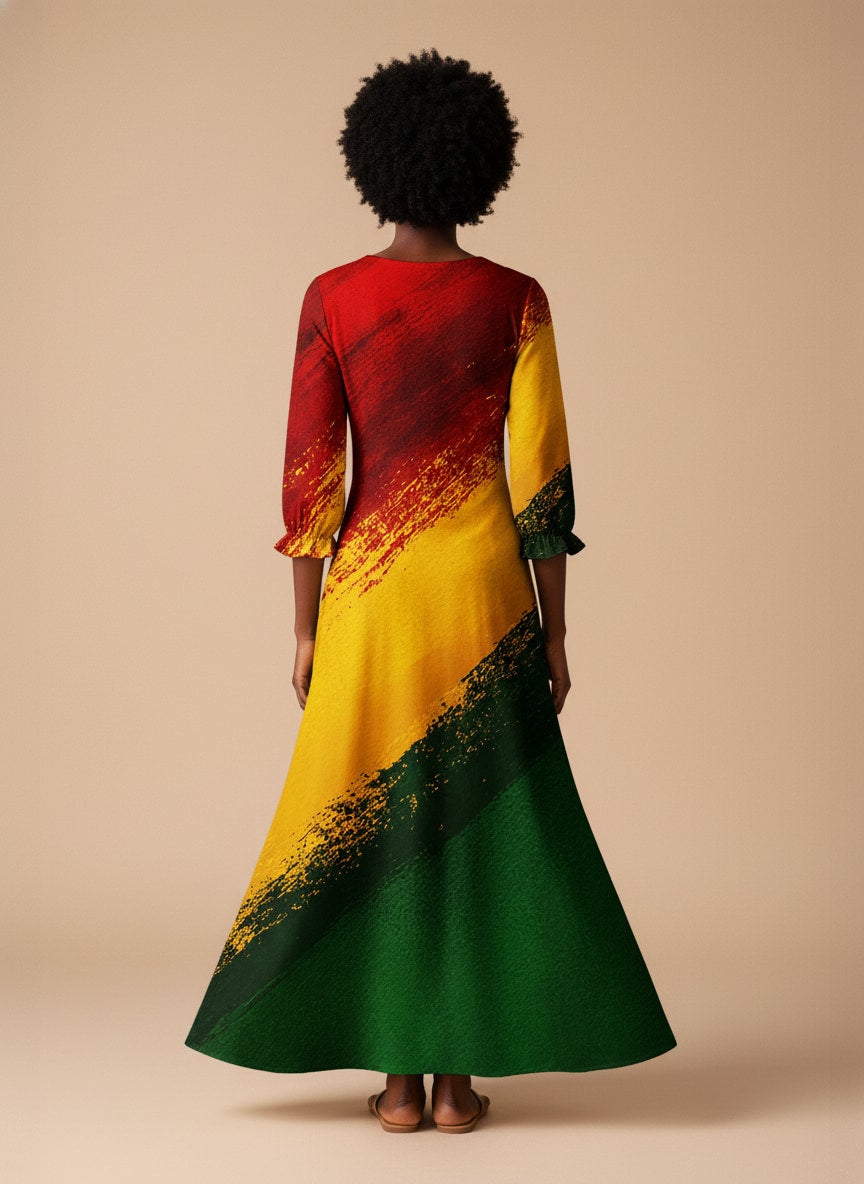 'Uhuru' Long Sleeve Maxi Dress