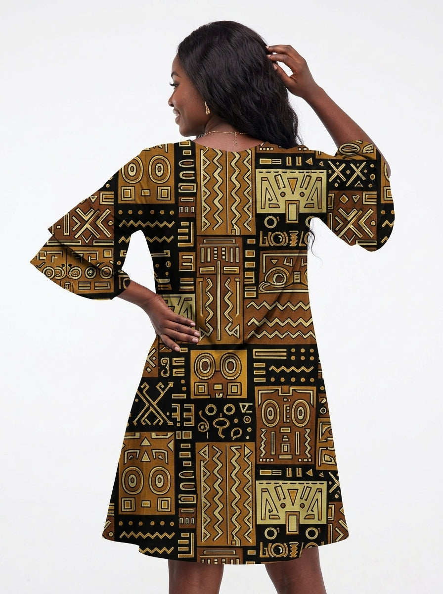 'Sankofa' Stacked Ruffle Sleeve Dress