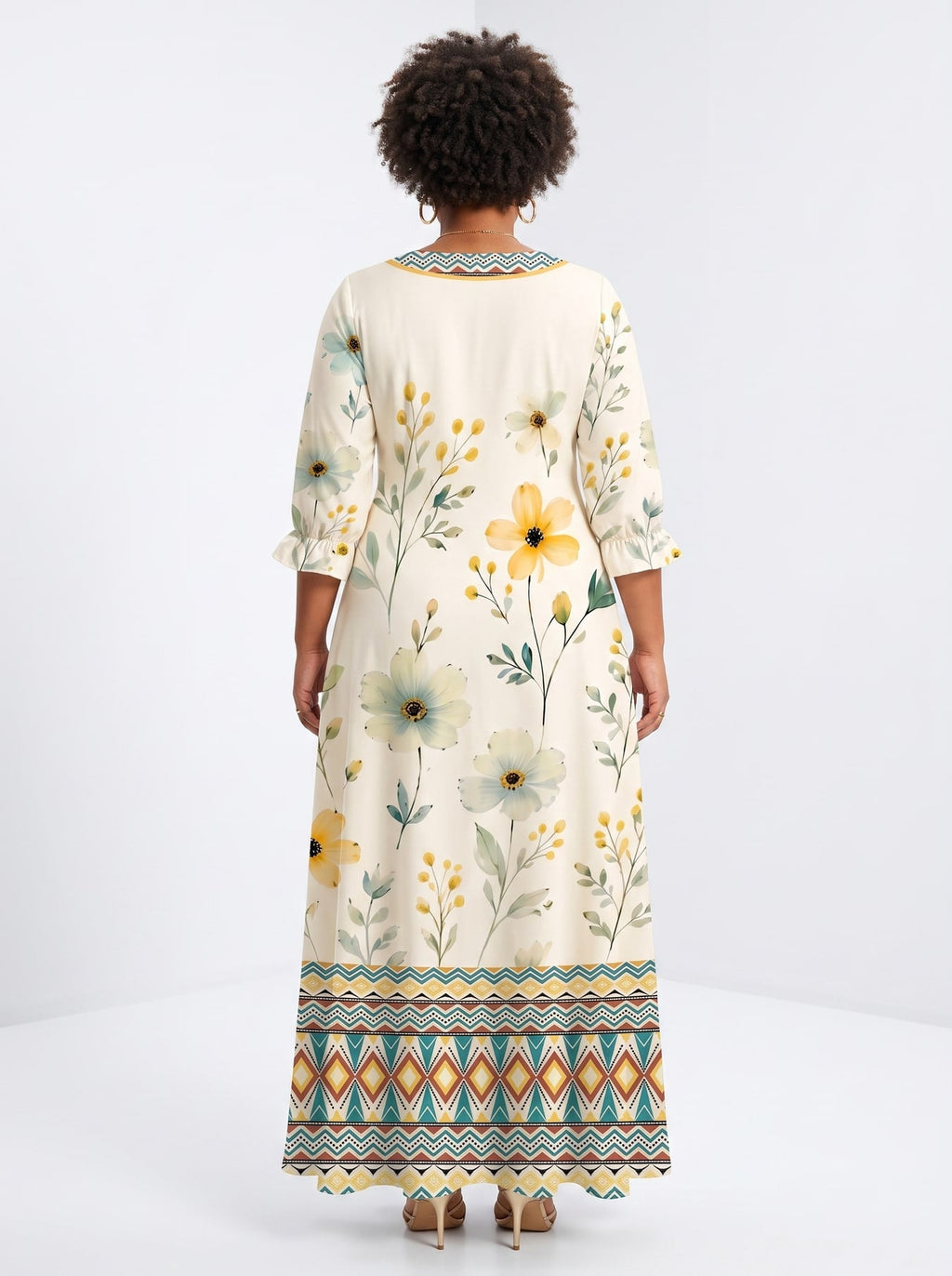 'Alizeti' Long Sleeve Maxi Dress