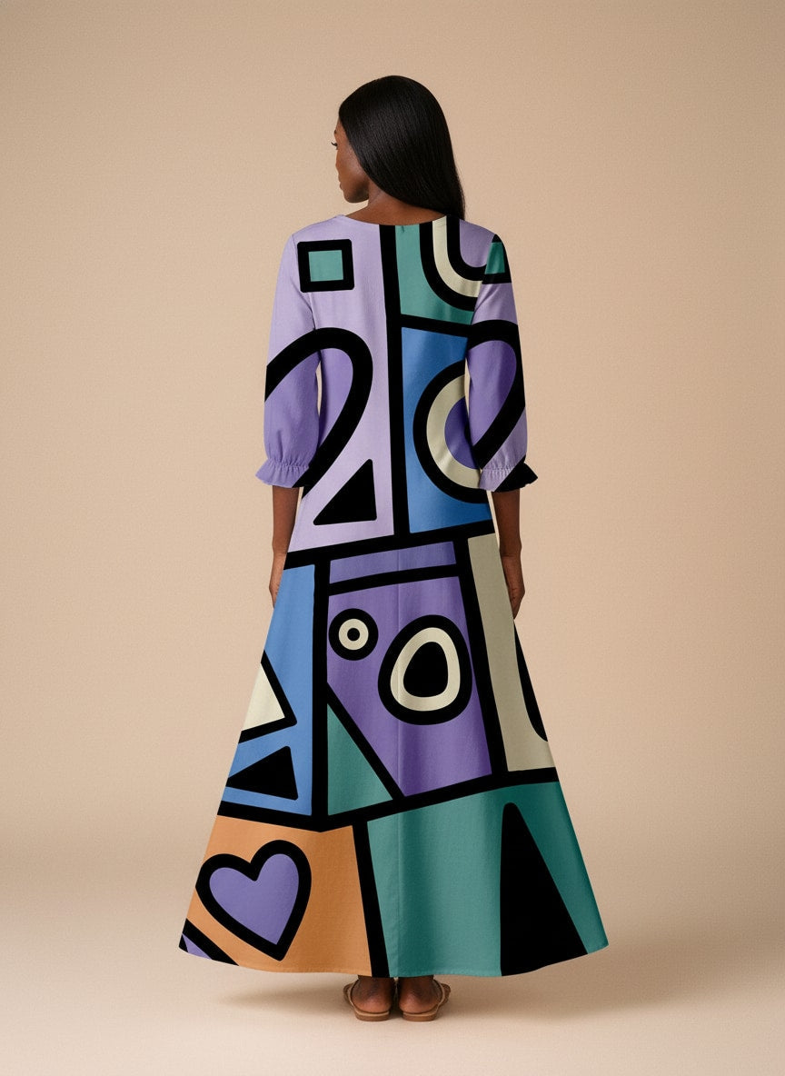 'Sanaa' Long Sleeve Maxi Dress