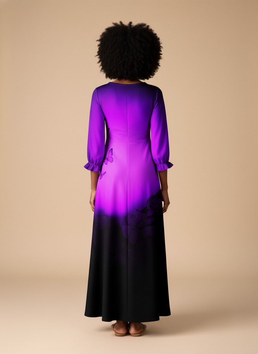 'Selah' Purple Long Sleeve Maxi Dress