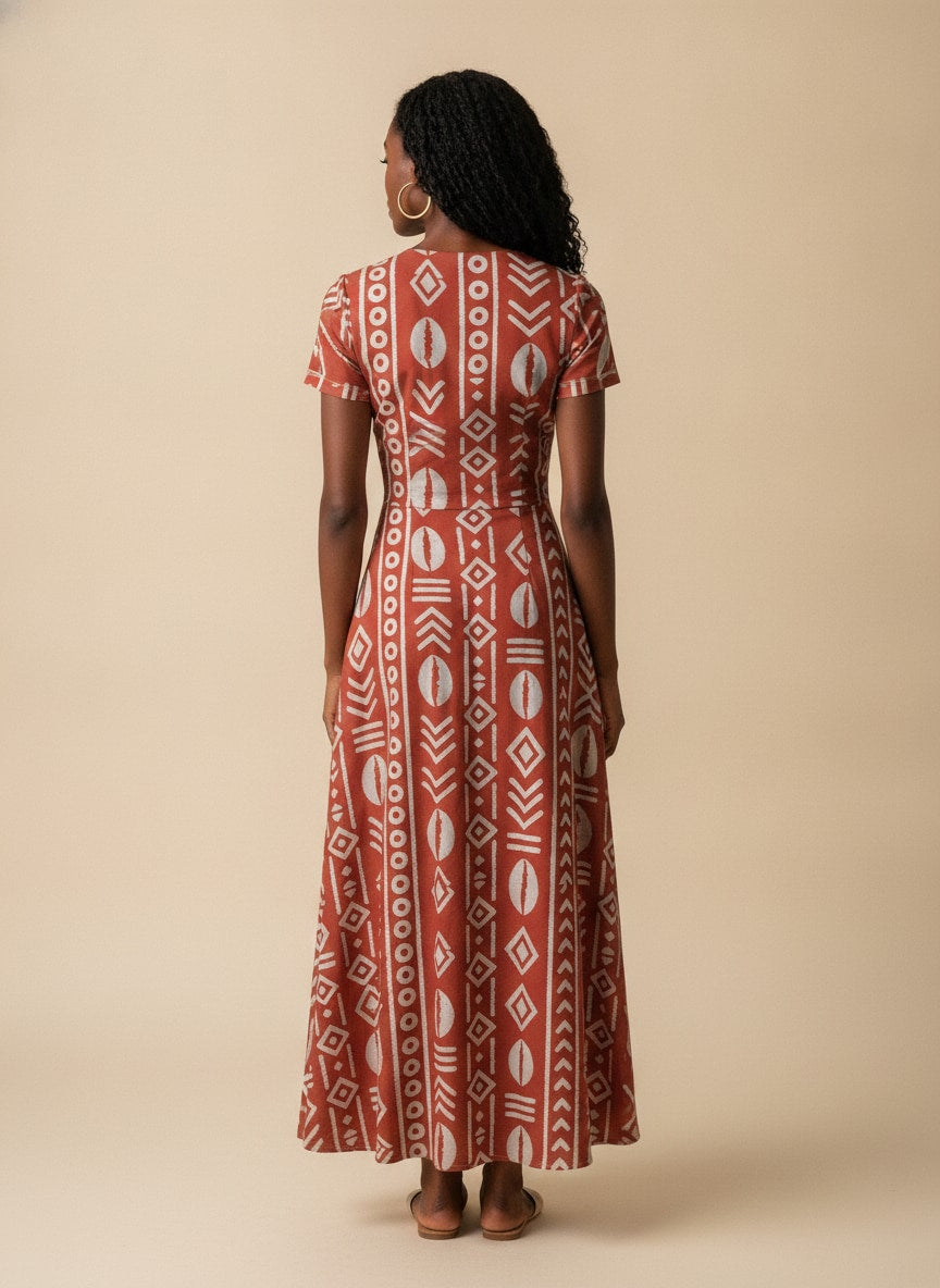 'Oshun Kijani' Short Sleeve Maxi Dress