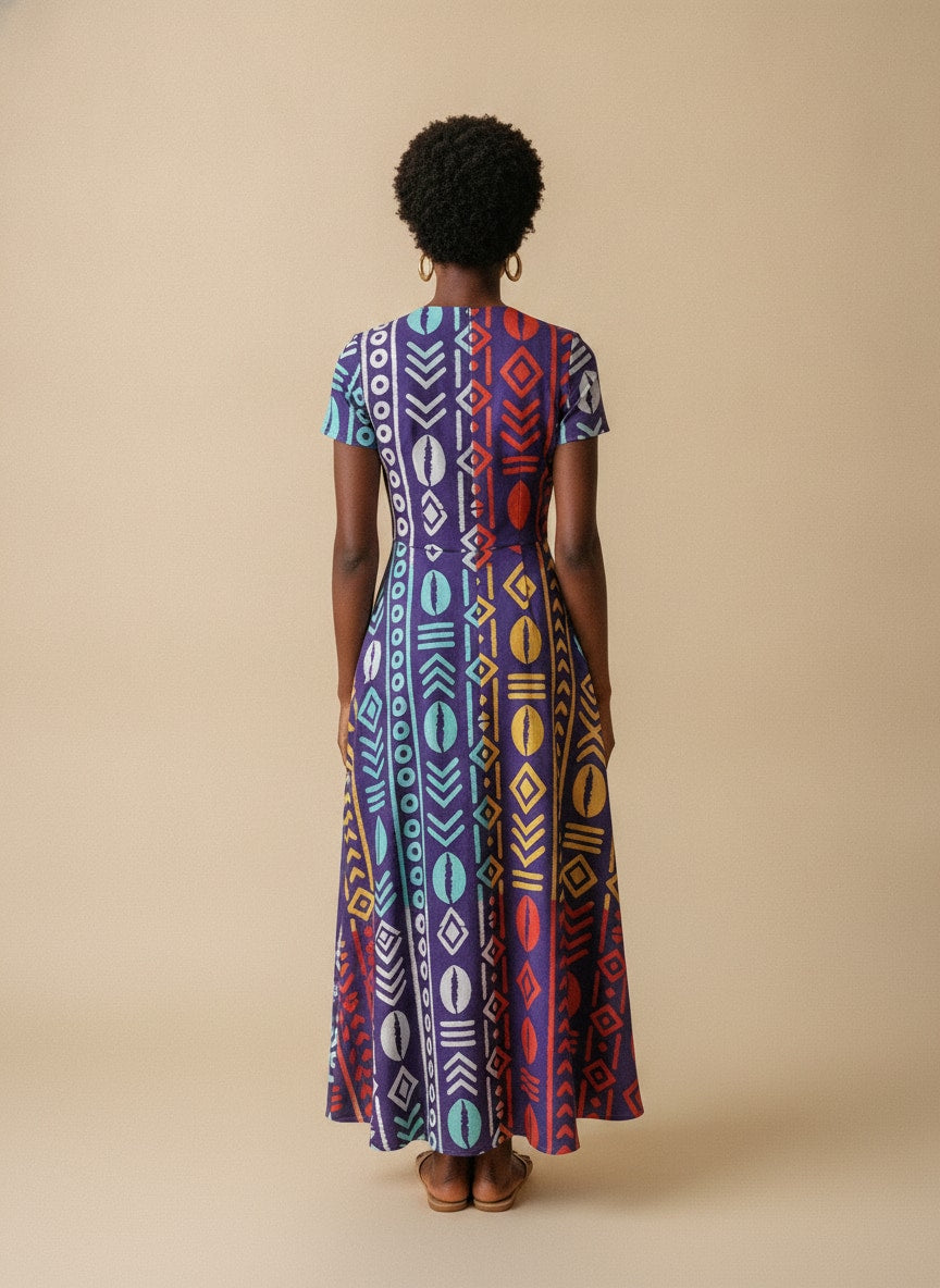 'Oshun Zamani' Short Sleeve Maxi Dress