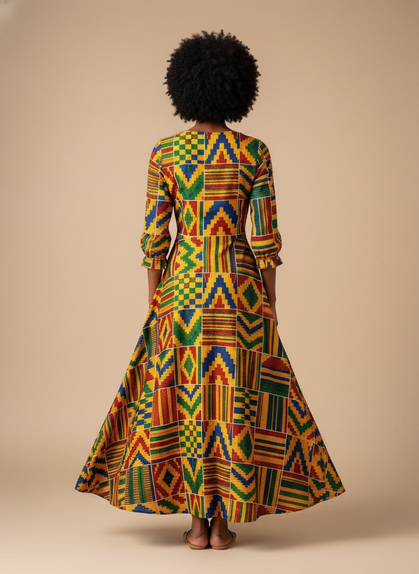 'Kumasi' Long Sleeve Maxi Dress