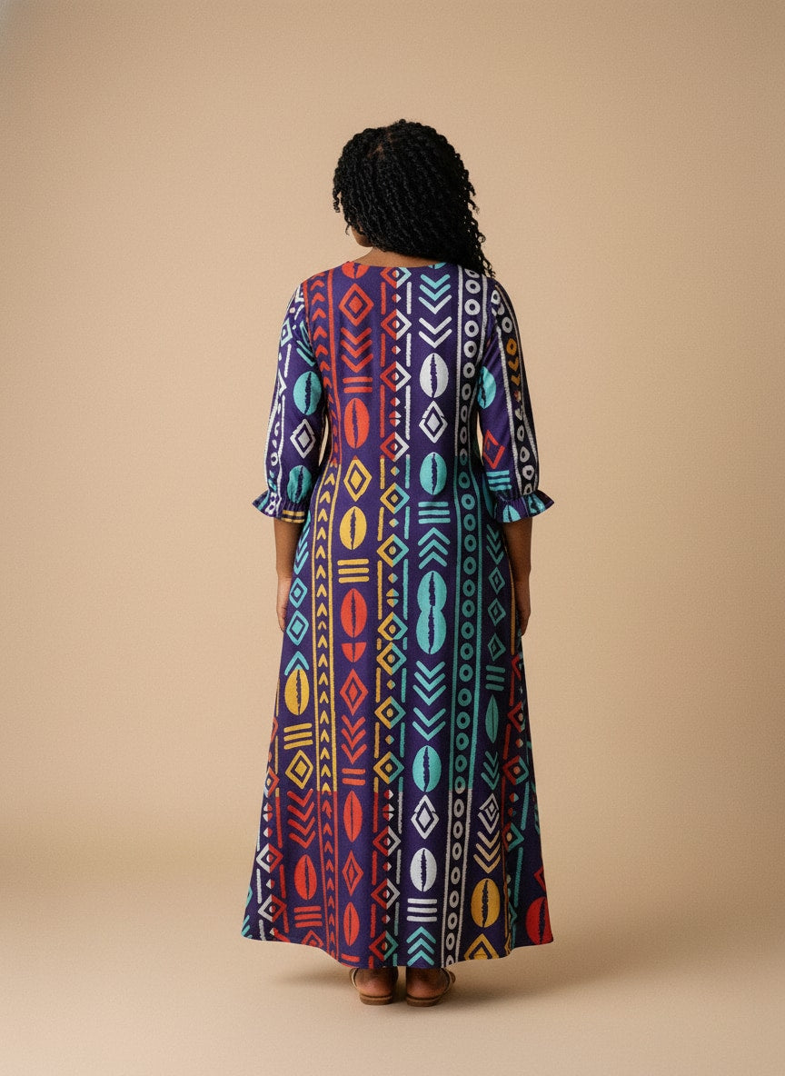 'Oshun Zamani' Long Sleeve Maxi Dress