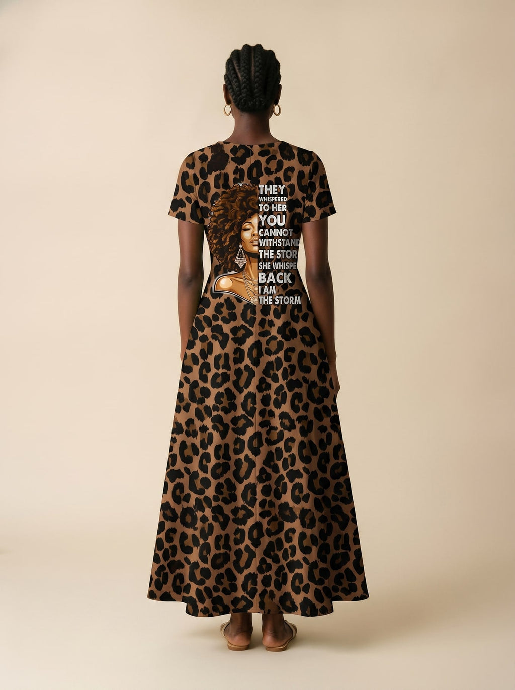 'Unstoppable' Brown Leopard Short Sleeve Maxi Dress