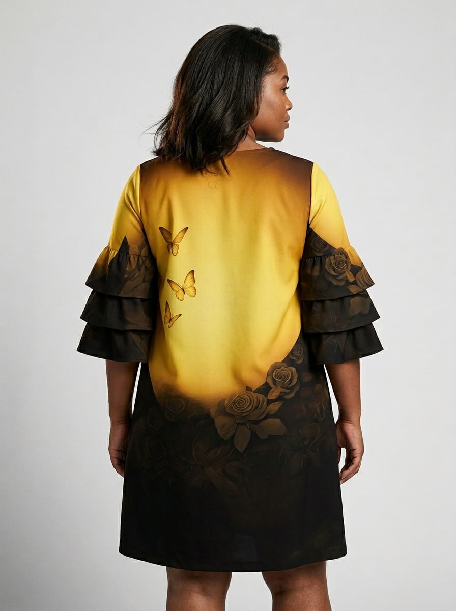 'Imani' Amber Stacked Ruffle Sleeve Dress
