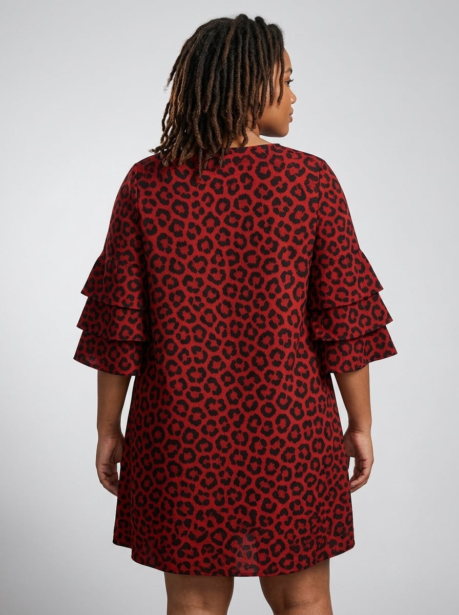 'Imani' Rouge Stacked Ruffle Sleeve Dress