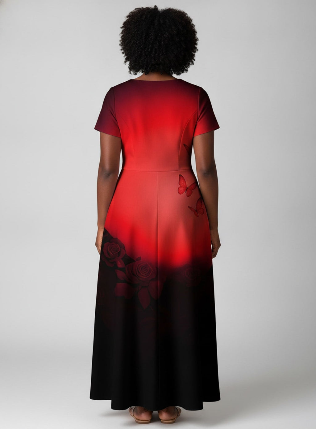 'Selah' Red' Short Sleeve Maxi Dress