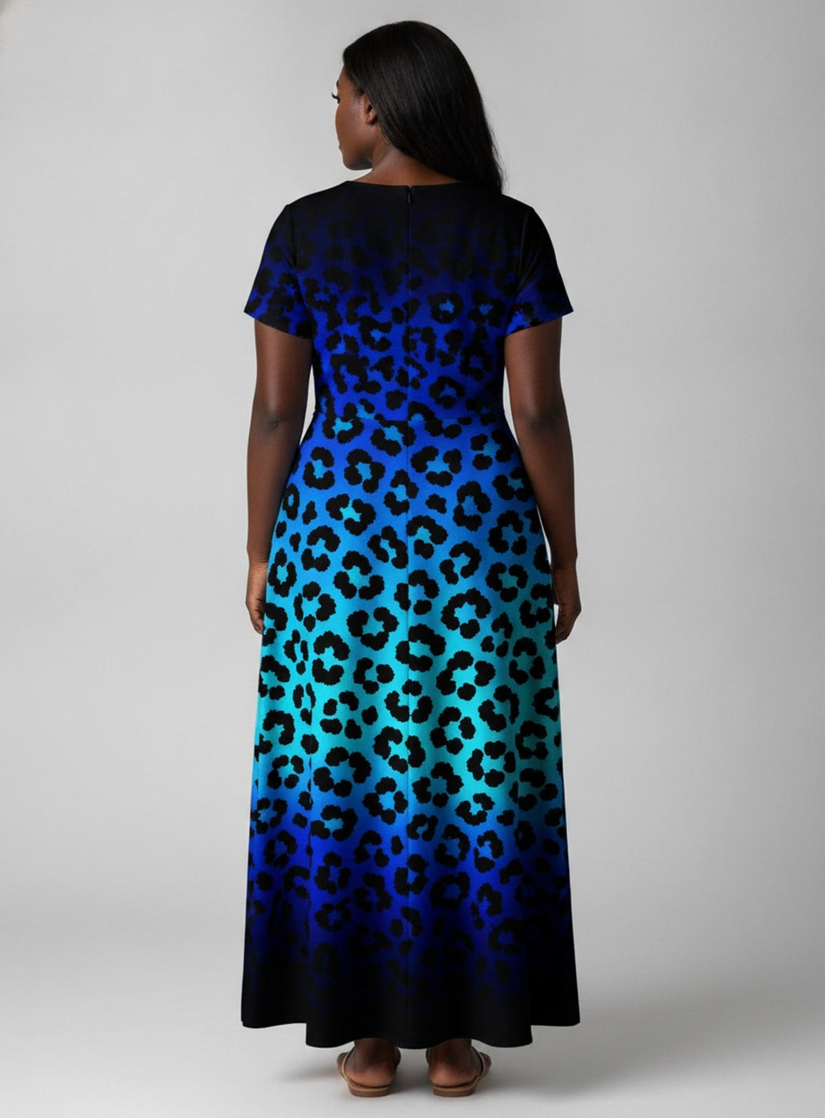 'Unstoppable' Sapphire Leopard' Short Sleeve Maxi Dress