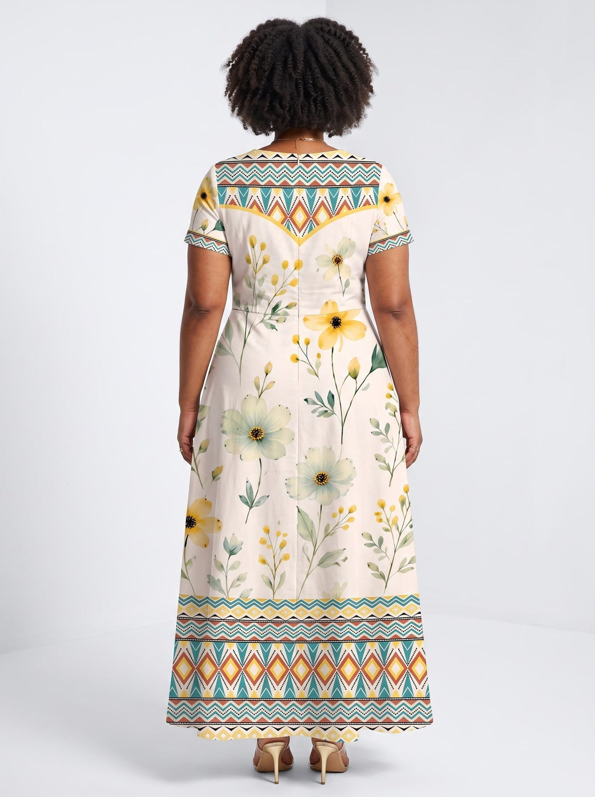 'Alizeti' Short Sleeve Maxi Dress