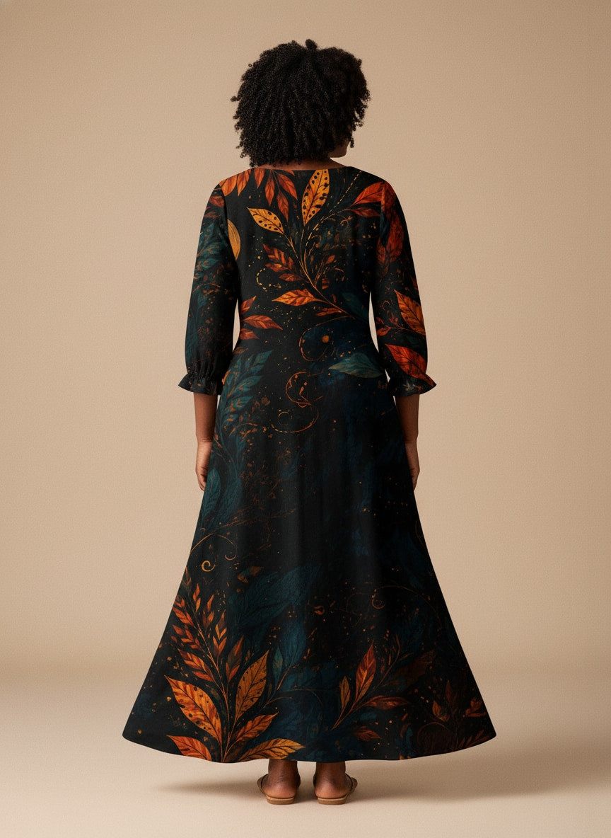 'Huru' Long Sleeve Maxi Dress