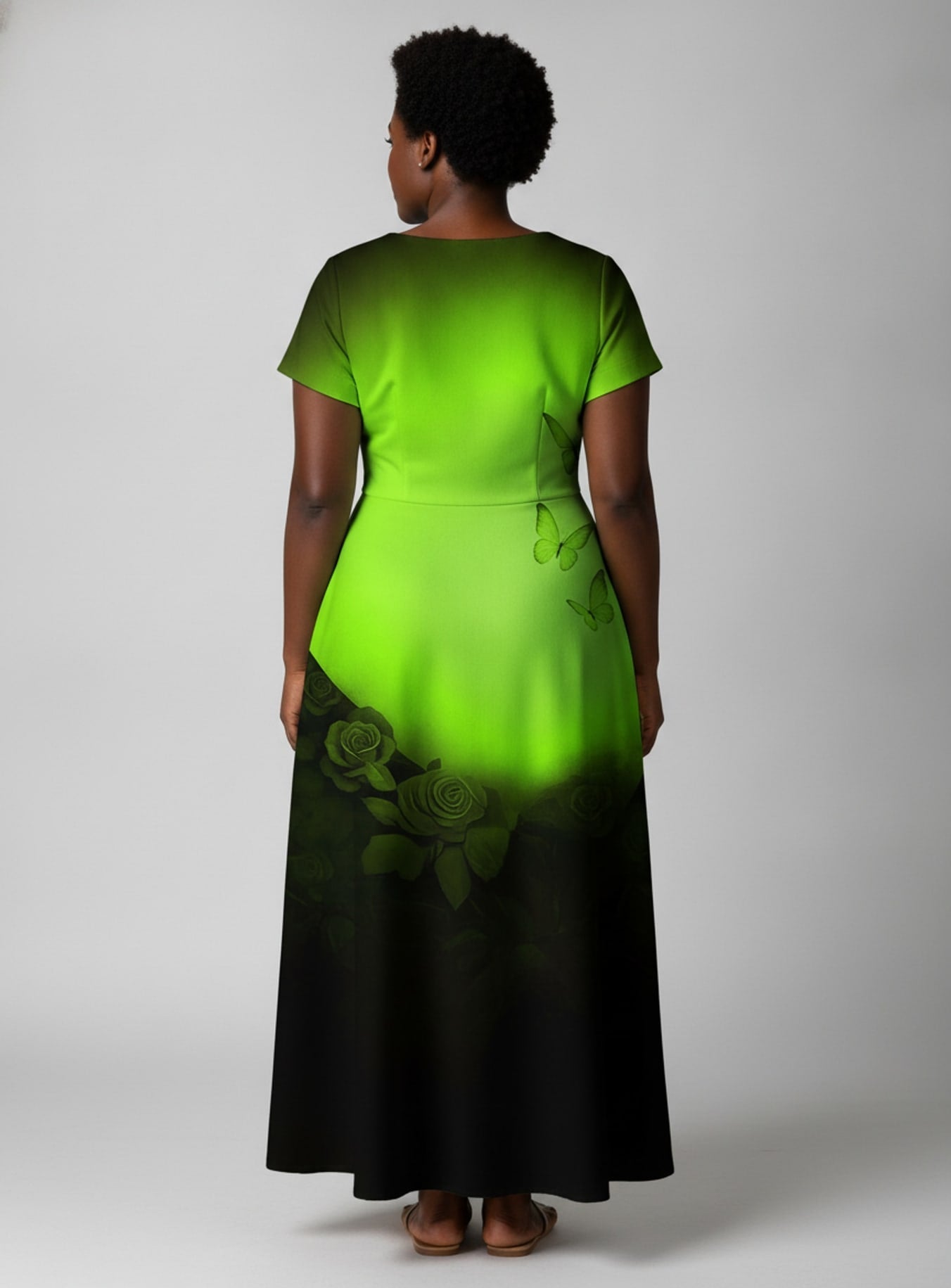 'Selah' Green' Short Sleeve Maxi Dress