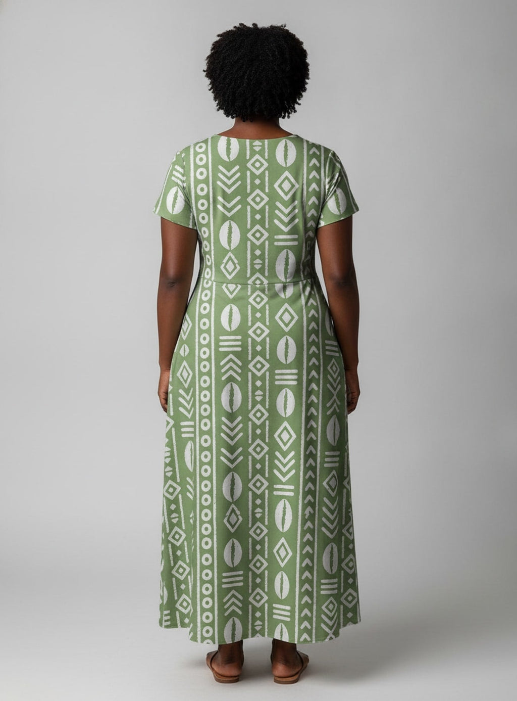'Oshun Verde' Short Sleeve Maxi Dress