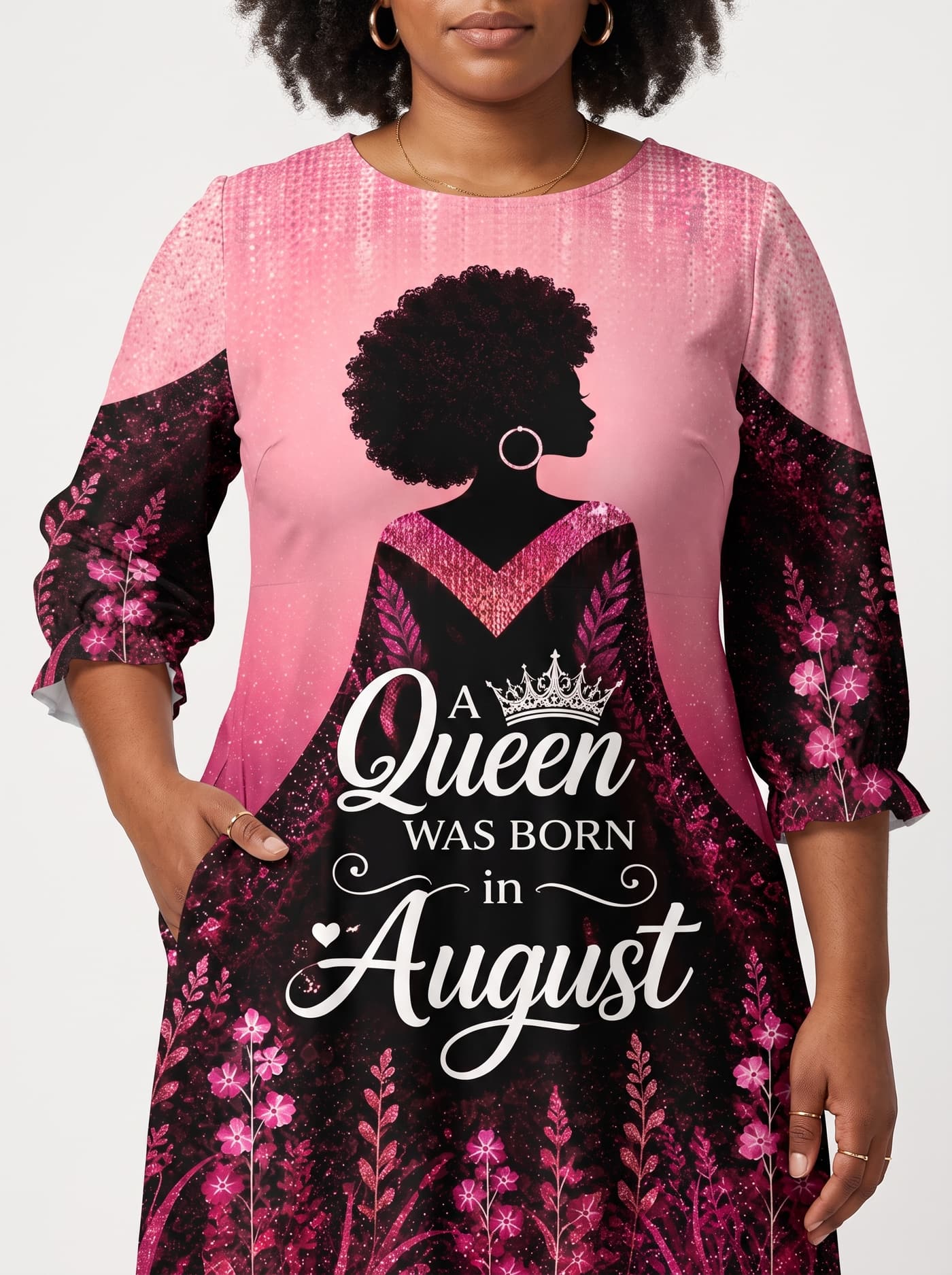'August Queen Pink' Long Sleeve Maxi Dress