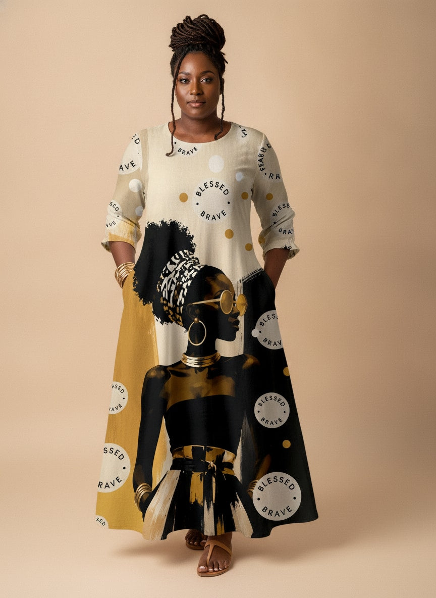 'Jasiri' Long Sleeve Maxi Dress
