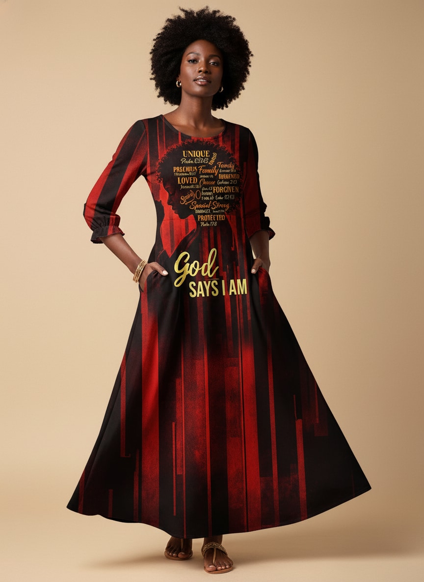 'Asante' Long Sleeve Maxi Dress