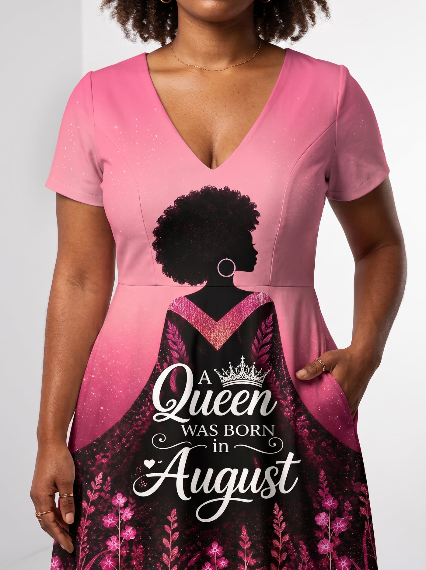 'August Queen Pink' Short Sleeve Maxi Dress