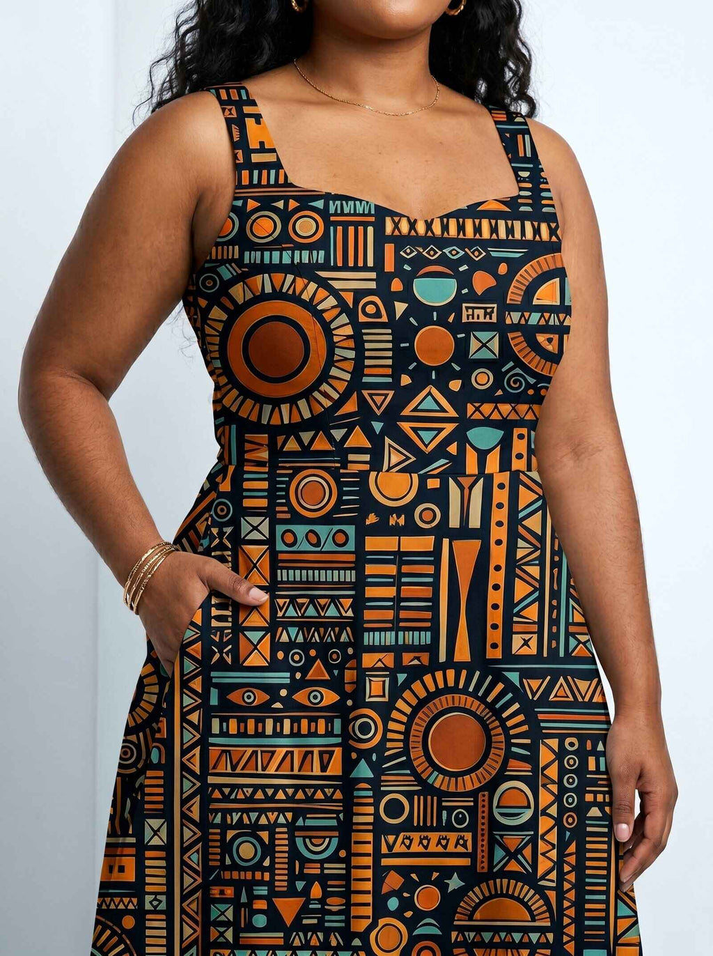 Afrocentric Pattern Cotton Corset Dress