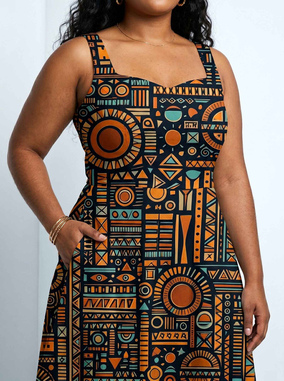 Afrocentric Pattern Cotton Corset Dress