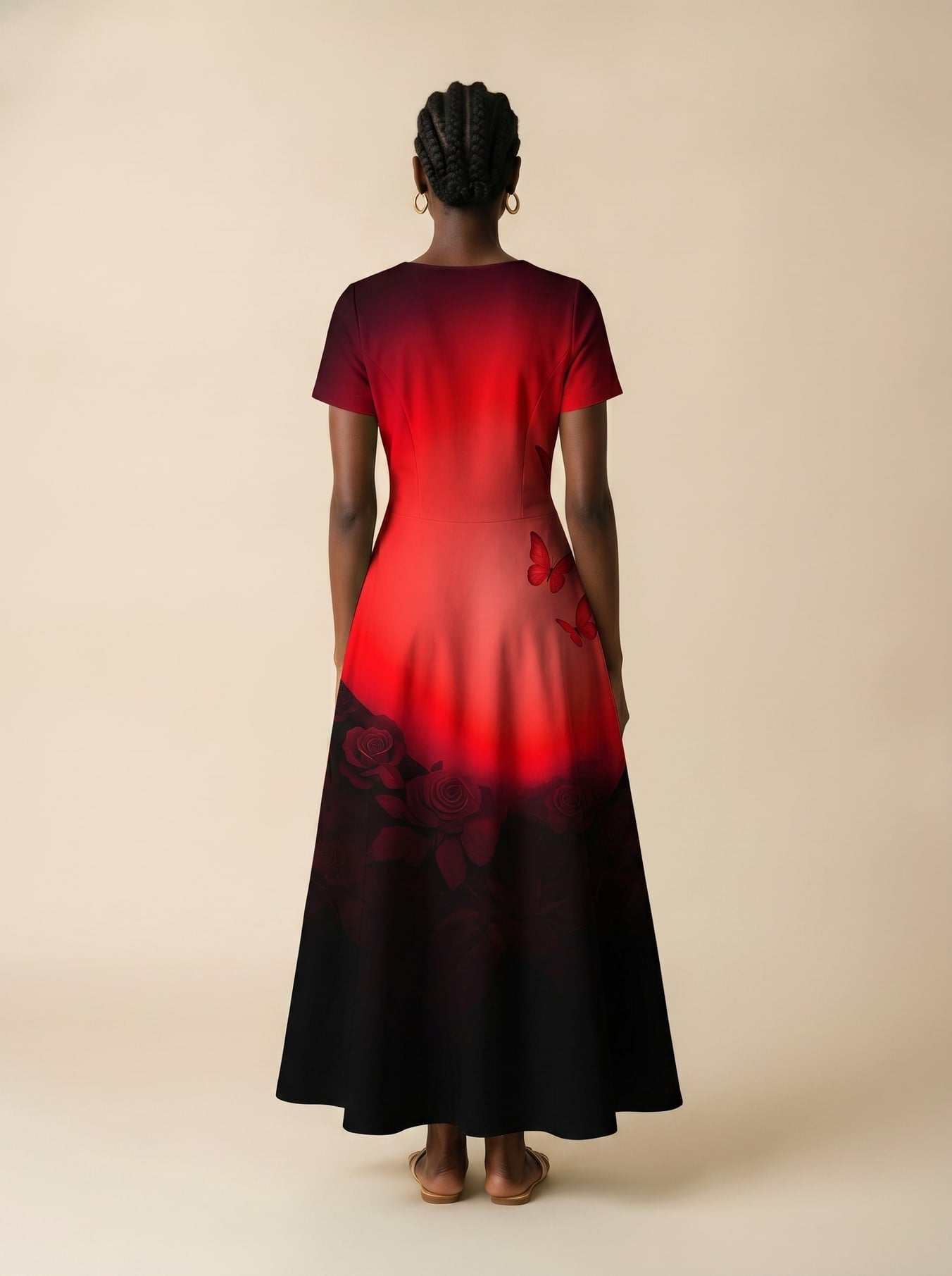 'Selah' Red' Short Sleeve Maxi Dress