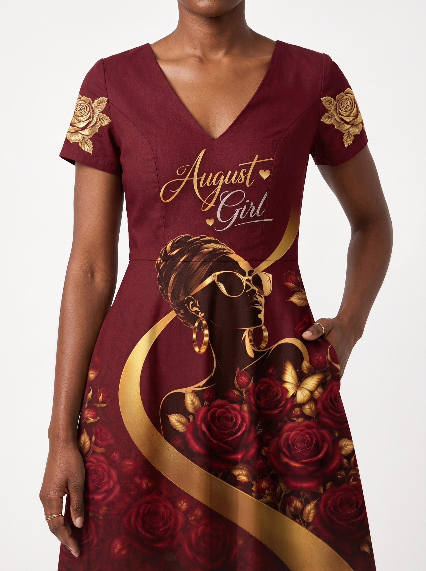 'August Girl Roses' Short Sleeve Maxi Dress